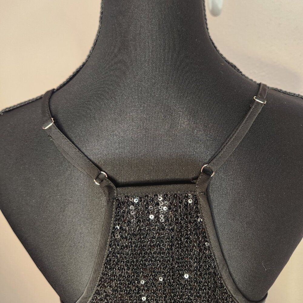 ❤️Sequin Tback Cami Womens Small Black Sequin Vneck Party Night Sparkle❤️ - Picture 7 of 12